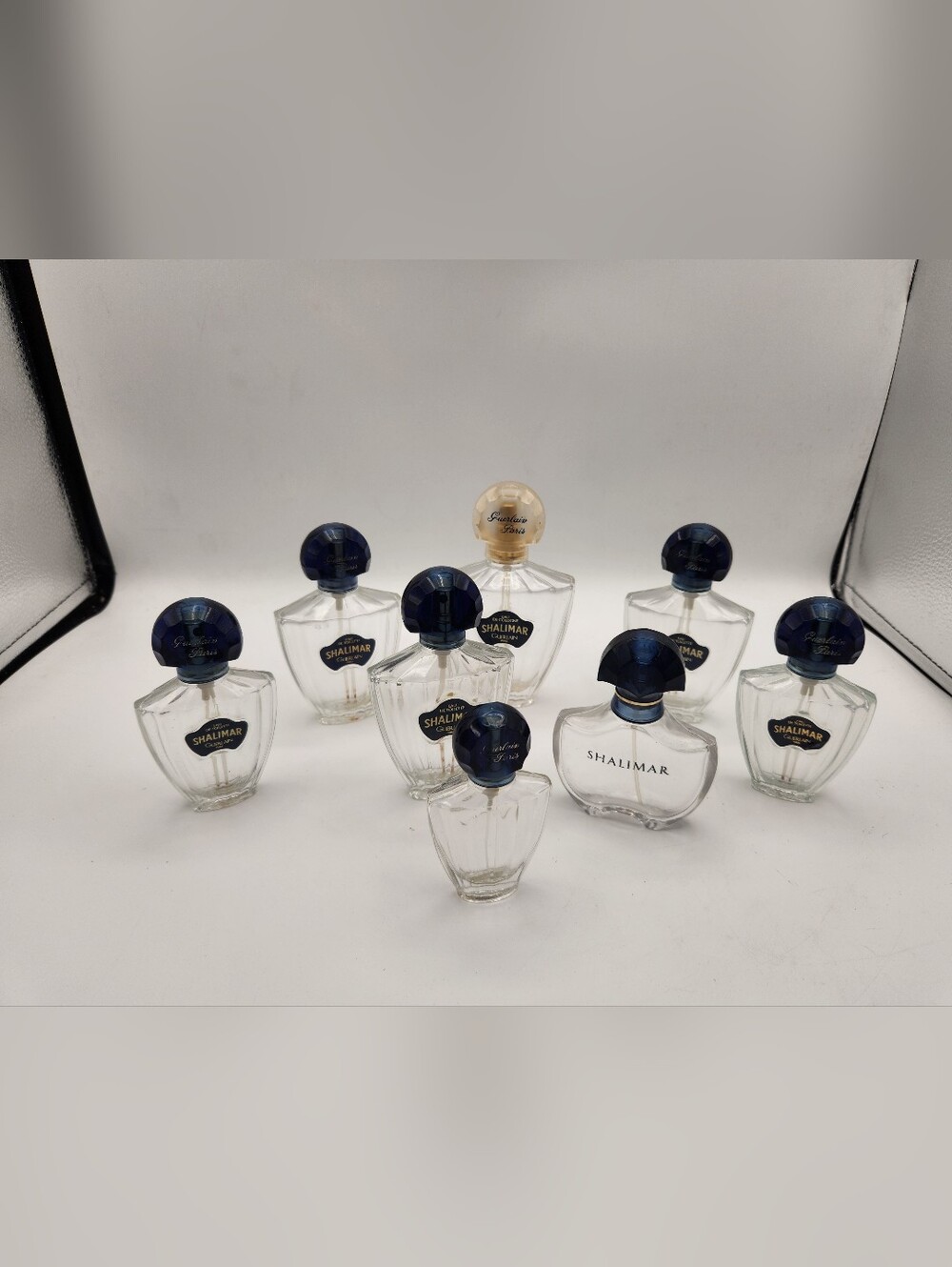 Lot Of 8 Vintage Shalimar Perfume Bottles - Empty
